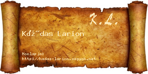 Kádas Larion névjegykártya